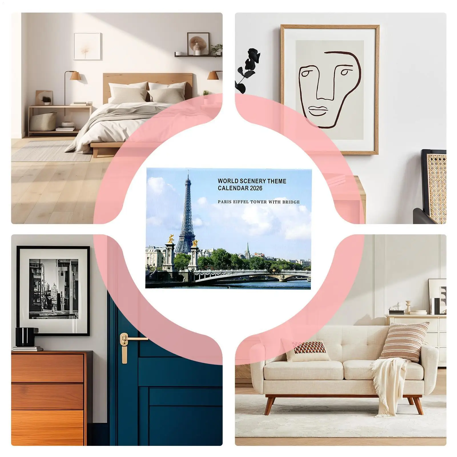 Calendario paesaggistico 2026 Calendario paesaggistico bellissimo mondo Paesaggio mensile di diverse regioni Calendario da appendere a parete da 12 mesi