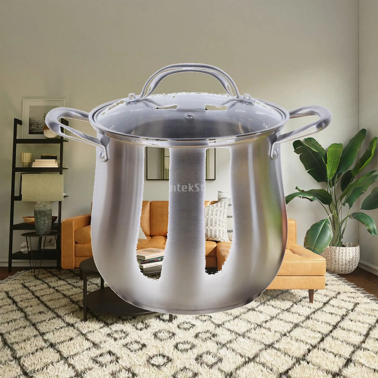 304 Stainless Steel Soup Pot Tall Cookware with High Arched Lid for Simmering Stews
