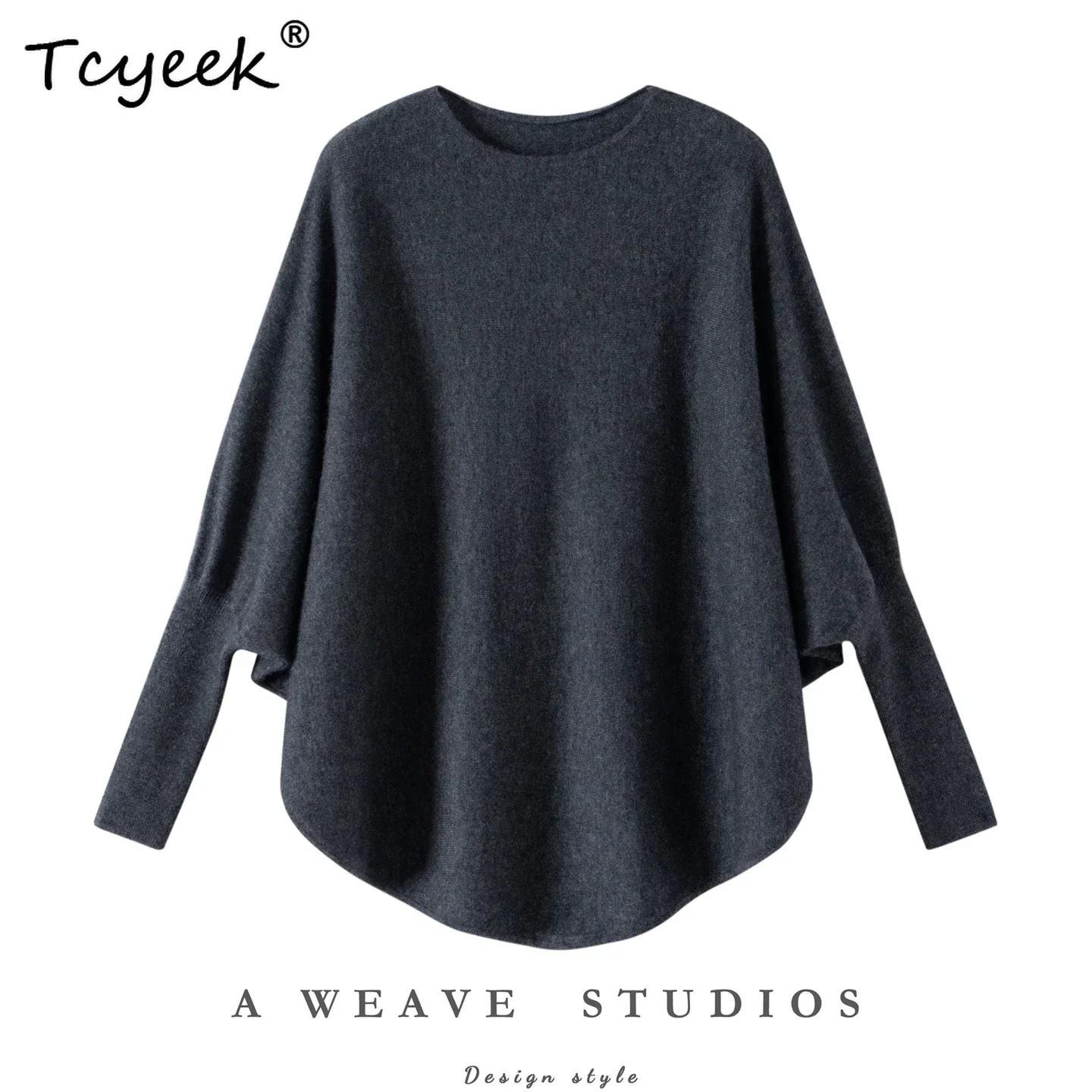 Spring Autumn Women Sweater Loose Batwing Sleeve Pullover 100% Cashmere Pullover Grace Knitwear Long Sleeve Clothing Korean Tops
