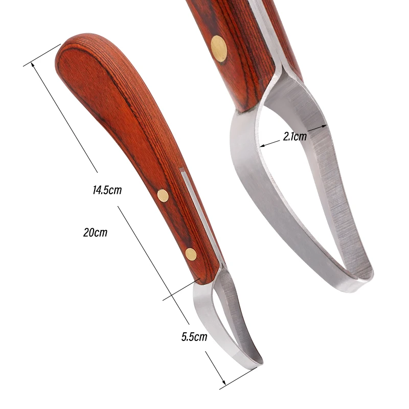 Horseshoe Knife Sheep Stainless Steel Double-edged Wooden Handle Hoof Trimming Knife Ring Blade Cattle Hoof Trimming Tools