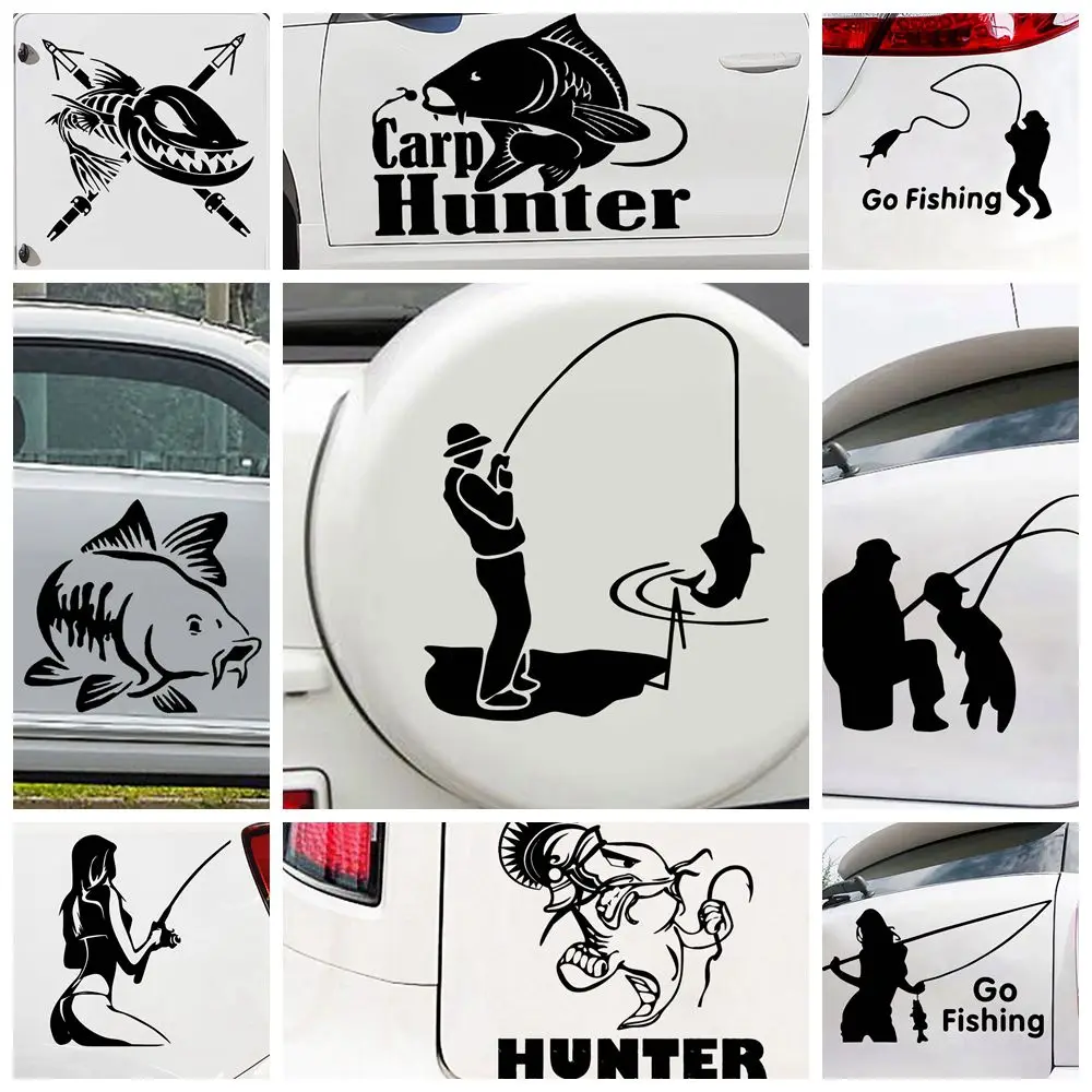 Free Shipping Fishing Together Stickers for Cars Vinyl Auto Sticker Oil Tank Cover Car Styling Custom