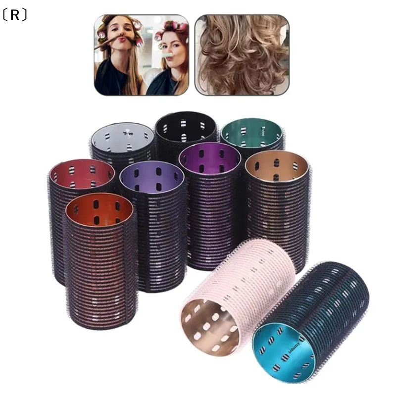 〔R〕Color Aluminum Core Thermal Hair Rollers Self Adhesive Hair Roll 5x9cm 3x9cm Nylon Hook Fast Heating Self Gripping view 3