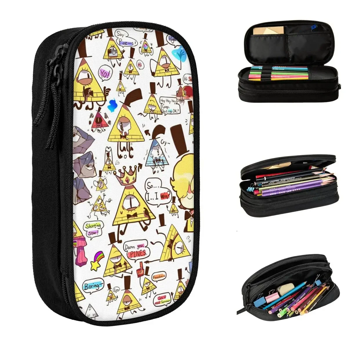 Gravity Falls Bill Cipher Pencil Case Fashion Cartoon Anime Pen Box Pencil Bags Student Big Capacity Students School Pencilcases