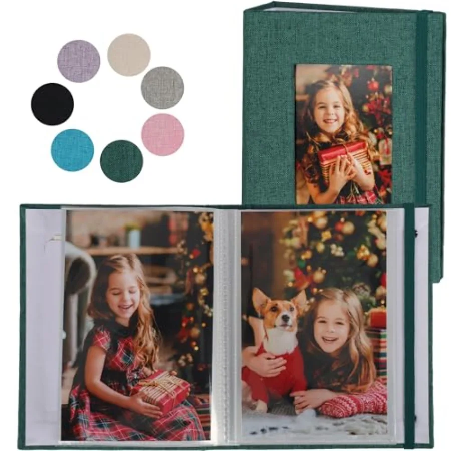 Small Photo Albums for Photos, 2 Pack Linen Cover Memory Books with Display Window, Each Holds 52 Photos, Picture Albums for Ba