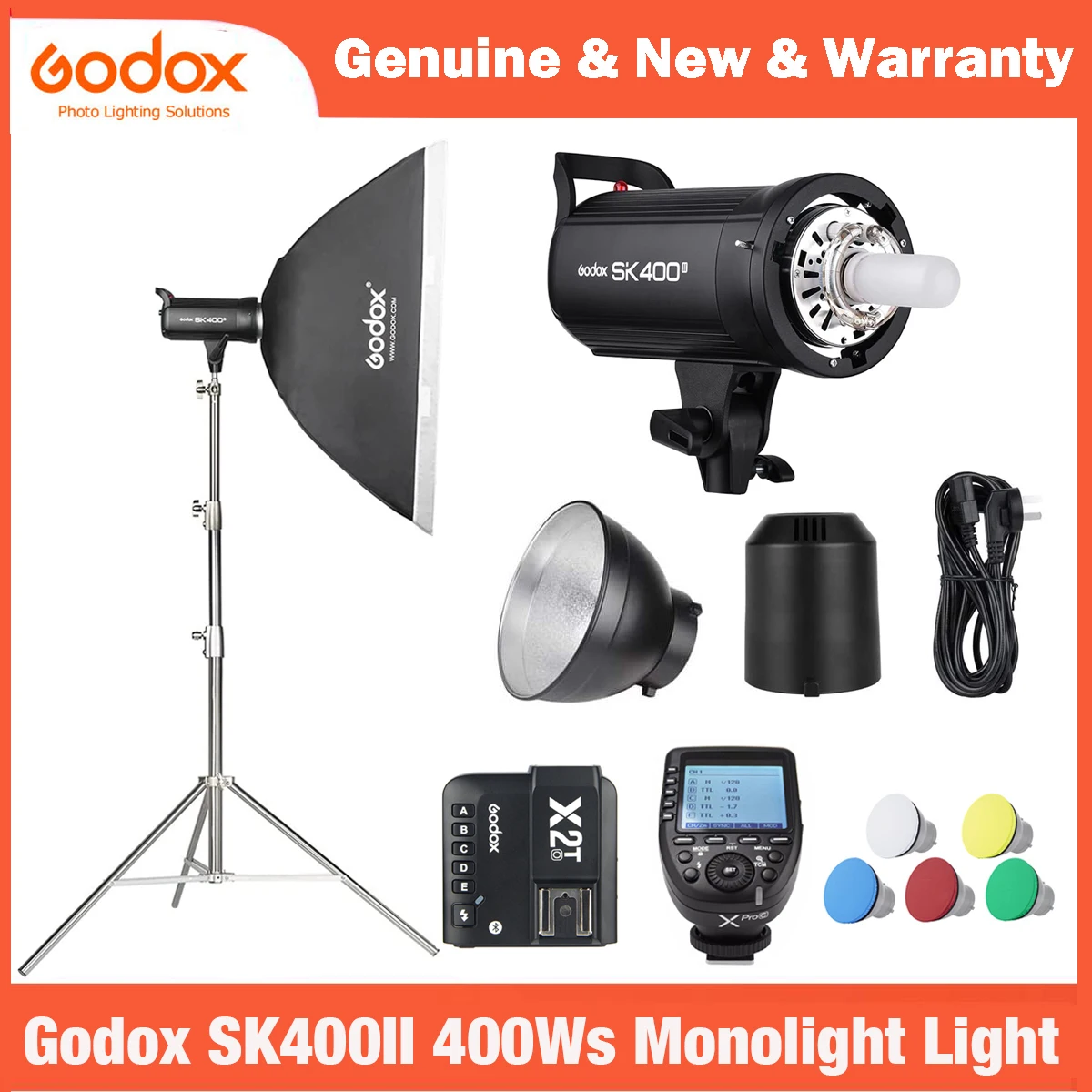 

Студийный стробоскоп Godox SK400II 400Ws GN65 5600K, стробоскоп с креплением Bowens для студийной съемки, беспроводная система X 2,4G