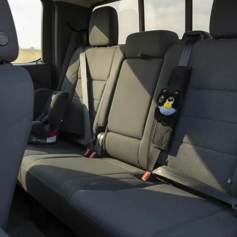 Cute Black Cat Plush Car Seat Belt Cover Anti-Slip Soft Comfort Fabric Suitable for All Car Models Daily Driving Decor