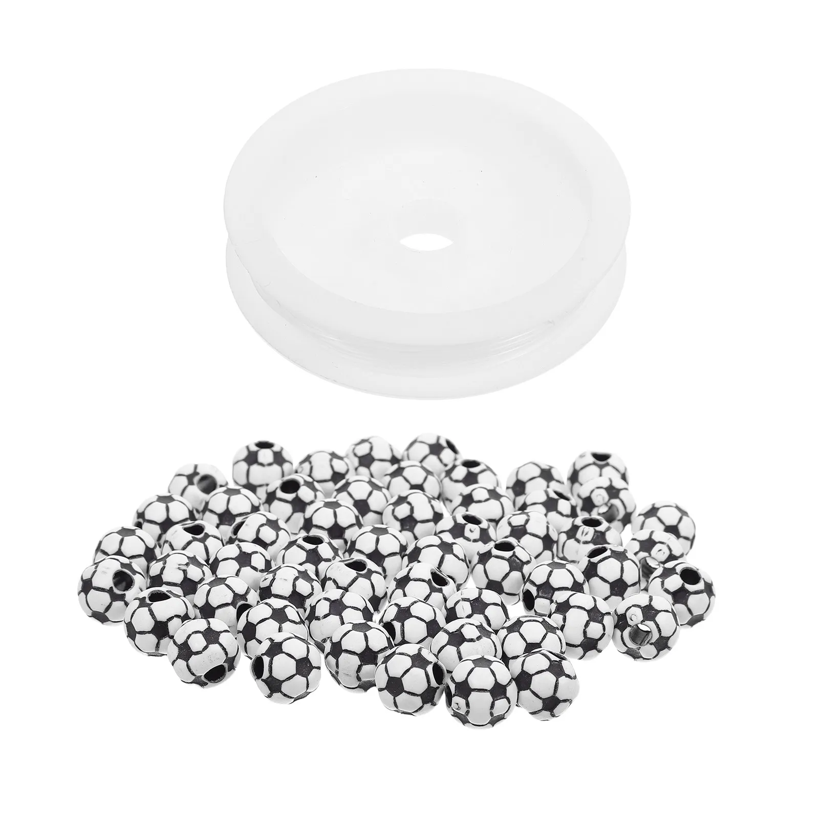 100Pcs Soccer Loose Beads Acrylic Soccer Ball Beads Round Sport Spacer for Bracelet Necklace Keychain DIY Jewelry Making Craft
