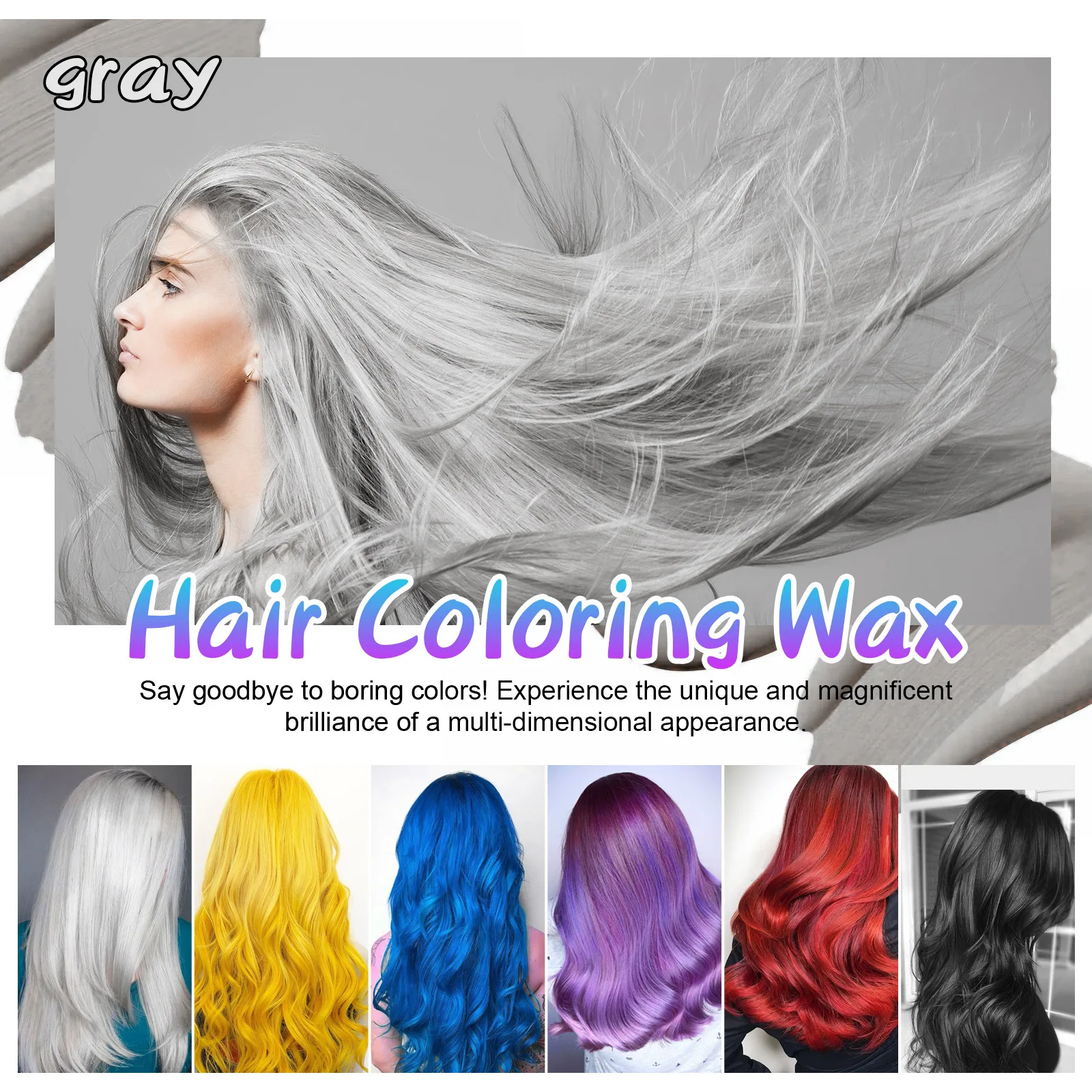 Cera provisória da coloração do cabelo, cosplay lavando, composição do partido, salão de bricolage, cabelos tingem, vermelho, amarelo, azul, roxo,