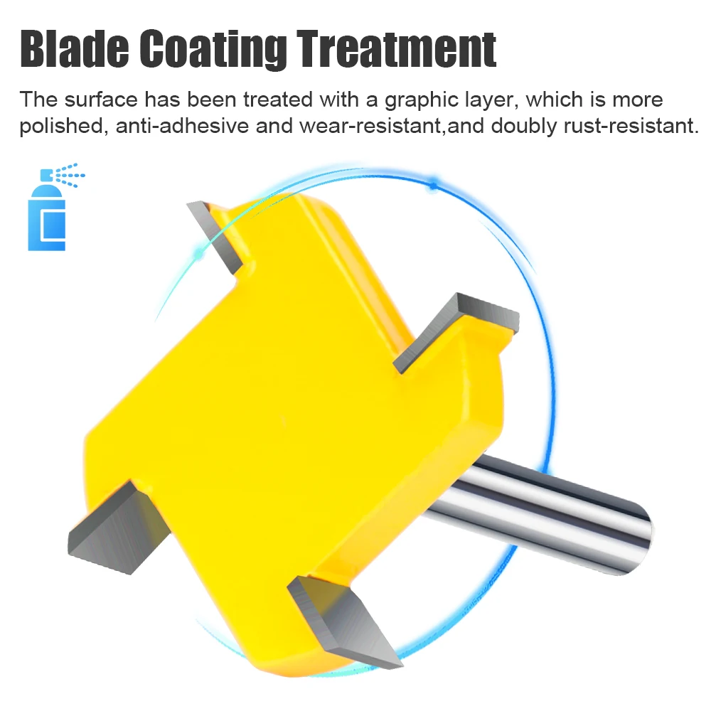 XCAN 1pc 4-Edge T-Type Slotting Cutter 6mm Shank Carbide Router Bit Woodworking Milling Cutter For Wood Face Mill