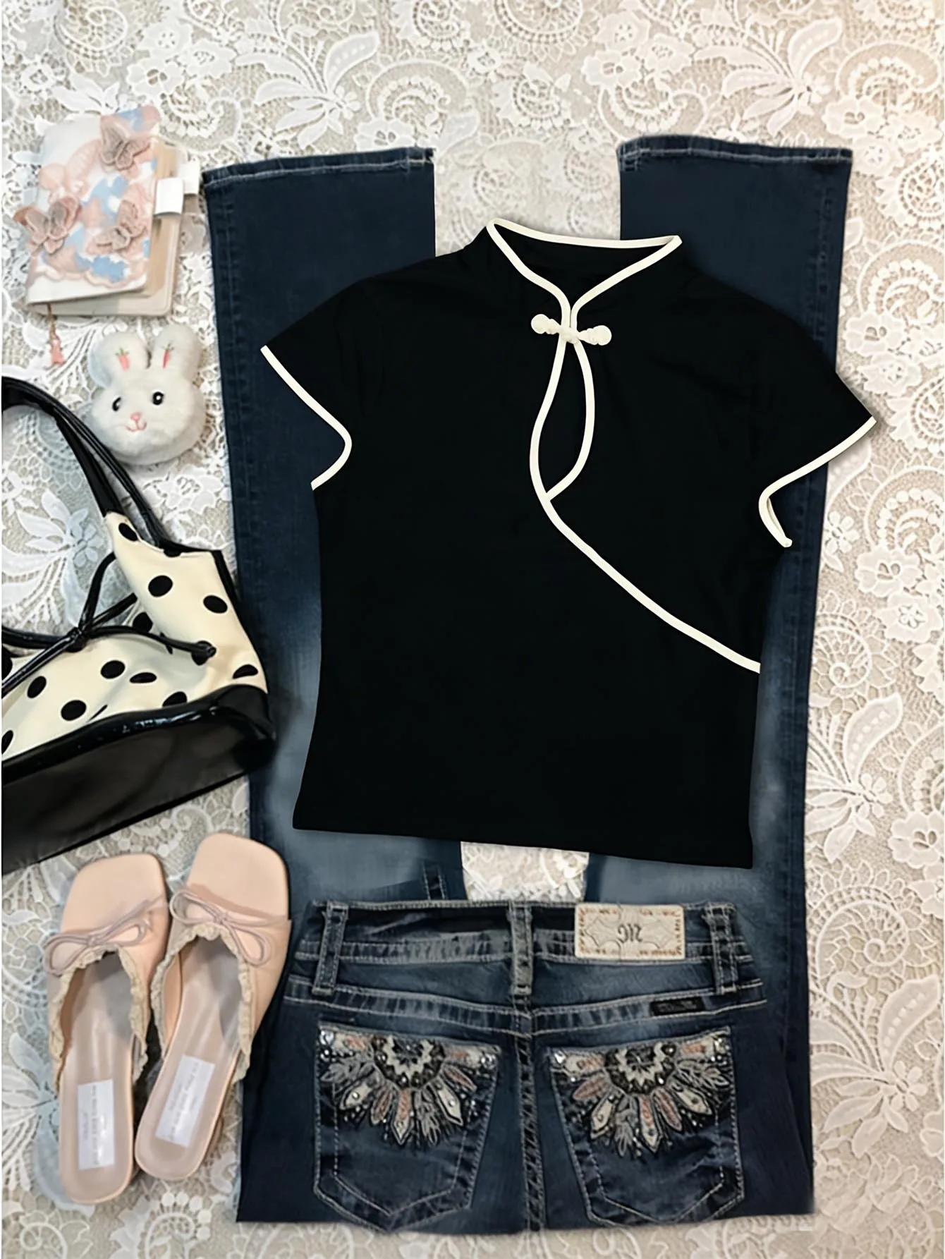 with you. Upon guaranteed, 2026: Blouse Qipao Women's and Multi-Functional】Compatible Chinese, Black with contrasting edges, Mandarin collar, frog, Interaction your Facebook, tight sleeves. balabala Videos, And a story xmx