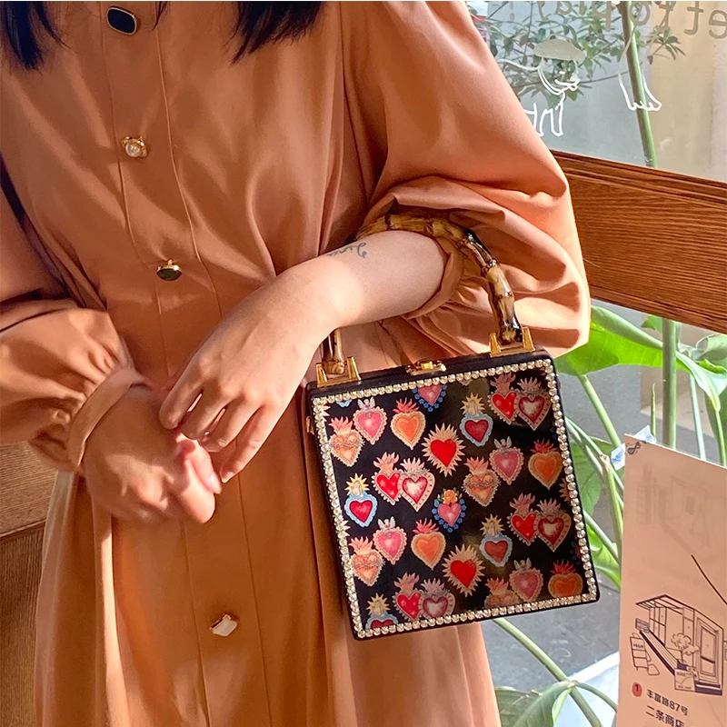 Multi-Pattern Character Flower Box Design Women Party Purses and Handbags Shoulder Bag Female Crossbody Bag Designer Clutch Bag