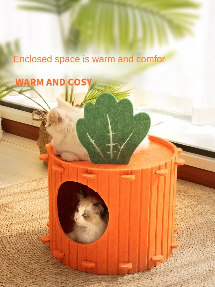 Carrot Cat House Double-deck Cat House Upper and Lower Layers Suitable for Multiple Cat Families Carrot House for Cats