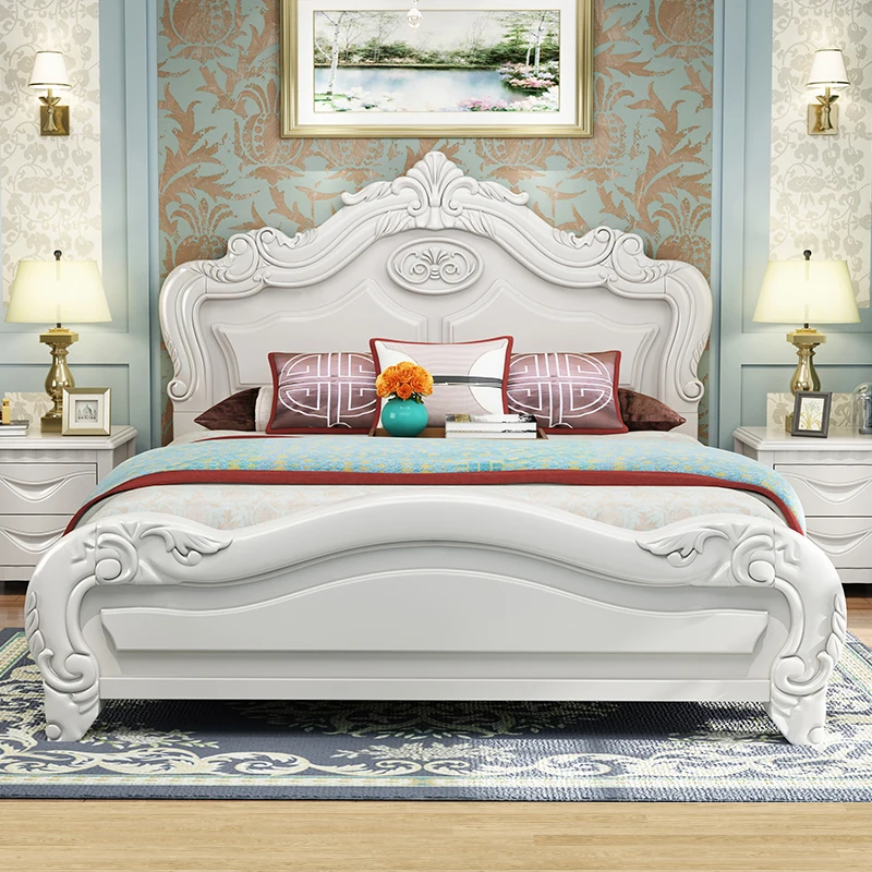 

Fashionable Comfortable Beds Minimalist Cheap Aesthetics European Soft Designer Beds Vintage Crown Cama Casal Bedroom Furniture