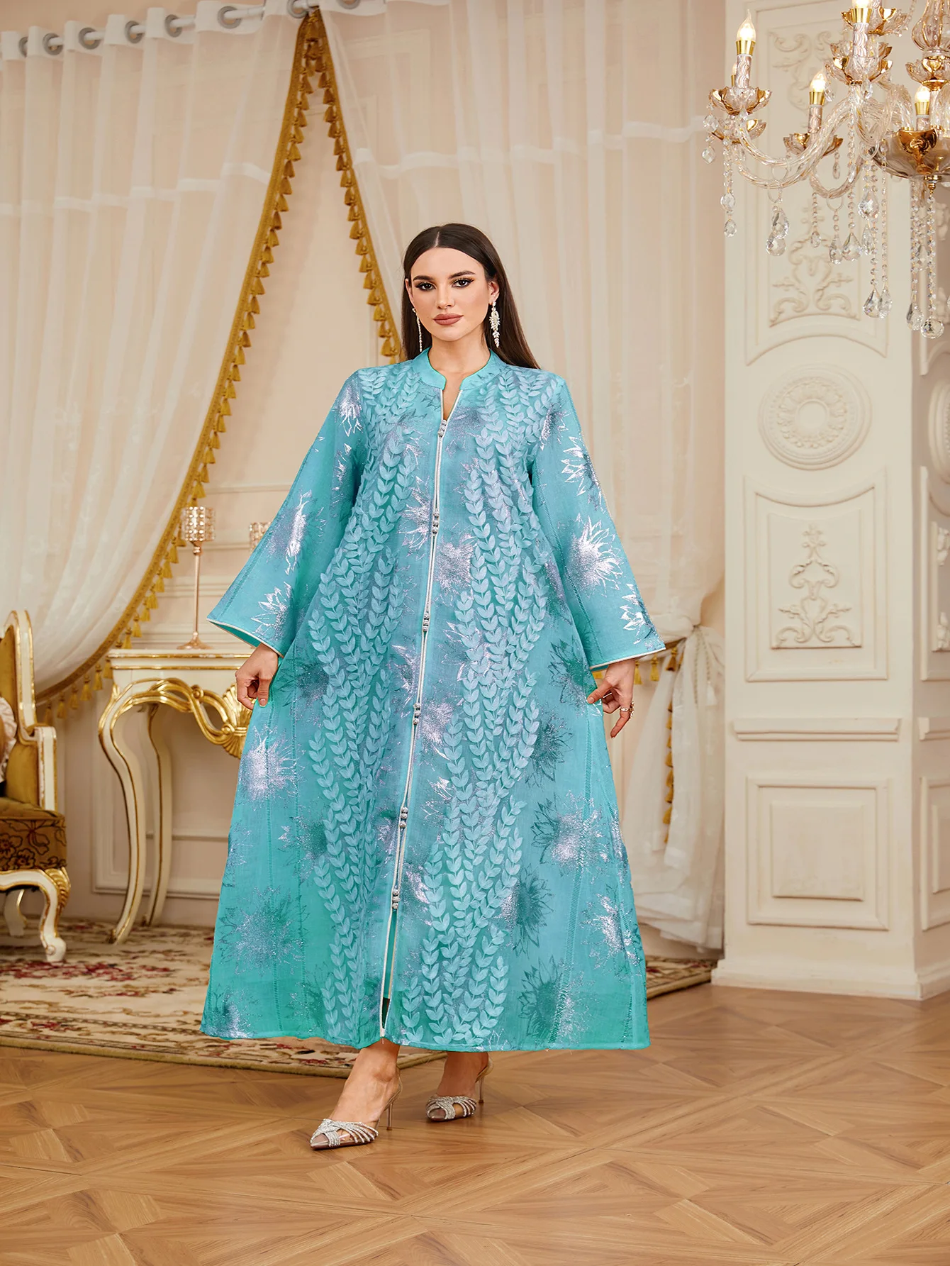 عباية العيد فساتين الحفلات النسائية البرنزية فيستدوس مسلم المغرب عبايات رمضان زينة دبي جلابية قفطان رداء عربي طويل #6