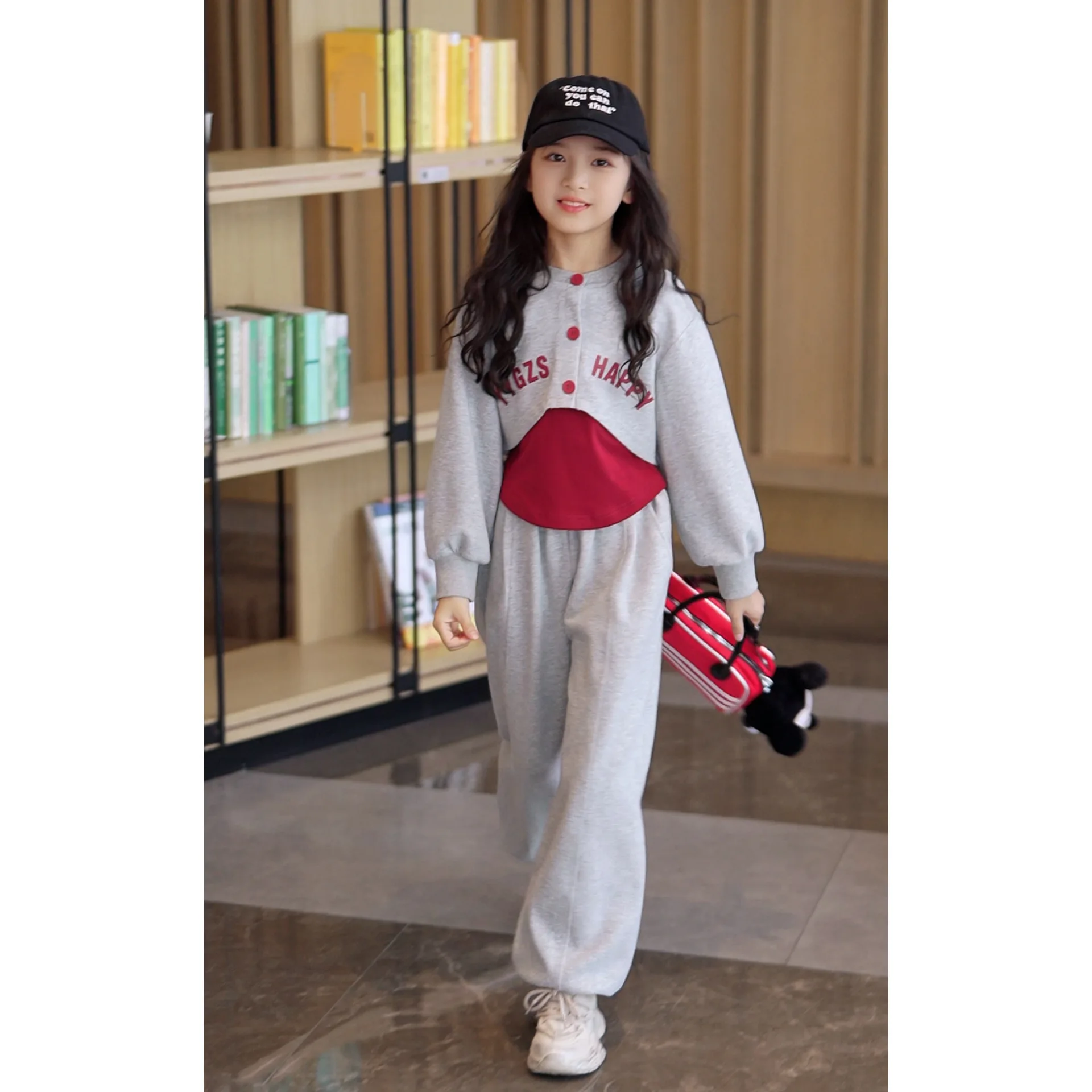 

Baby Girls Sets Autumn Solid Top+Letter Printed Coat+Elastic Waist Pant Kids Girls 3pcs Sets Long Sleeves Children Girls Sets