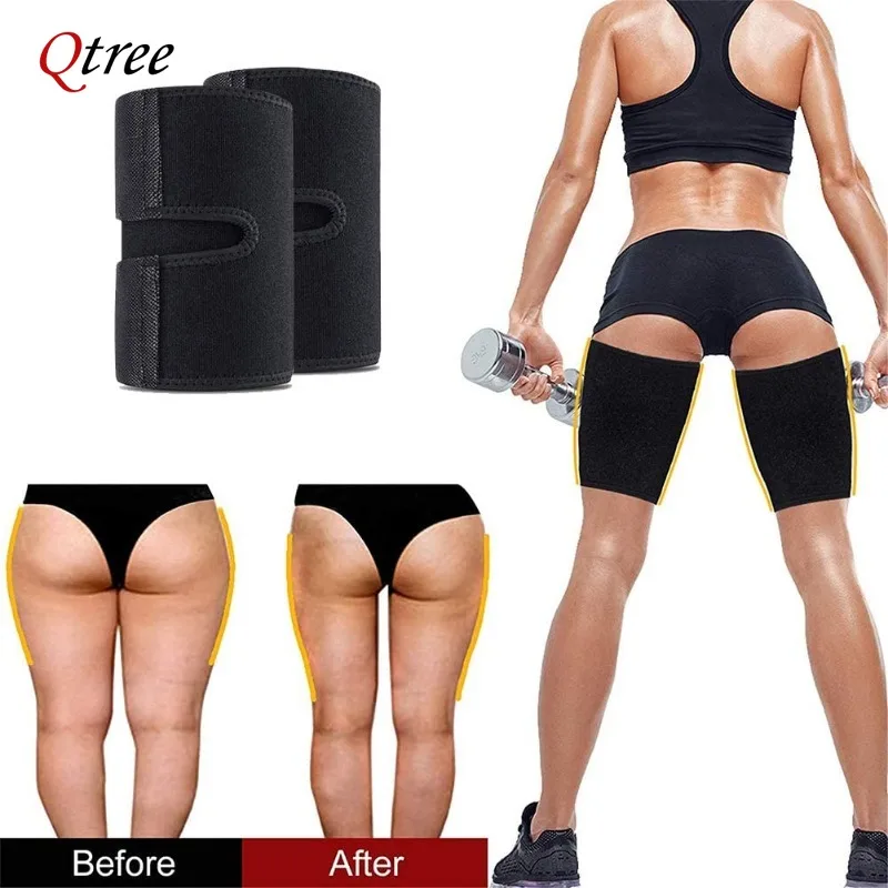 Qtree Thigh Trimmer Trainer Belt Legging Shapers Slimming Women Hot Neoprene Thigh Sauna Sweat Wraps Support for Weight Loss