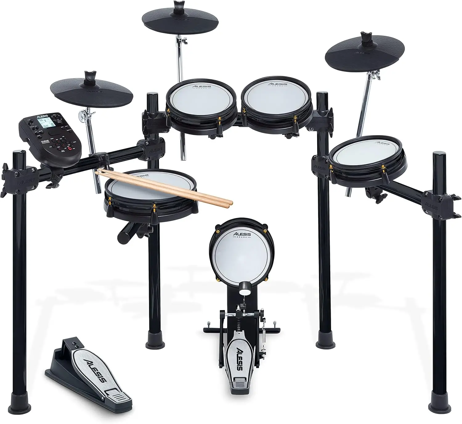 

Drums Surge Mesh SE Kit - Electric Drum Set with USB MIDI Connectivity, Quiet Mesh Heads, Drum Module, Solid Rack