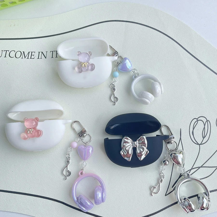 For Realme Buds T200x /T200 Lite case cute cartoon Silicone Earphone case with Keychain for Realme Buds T200 Lite cover
