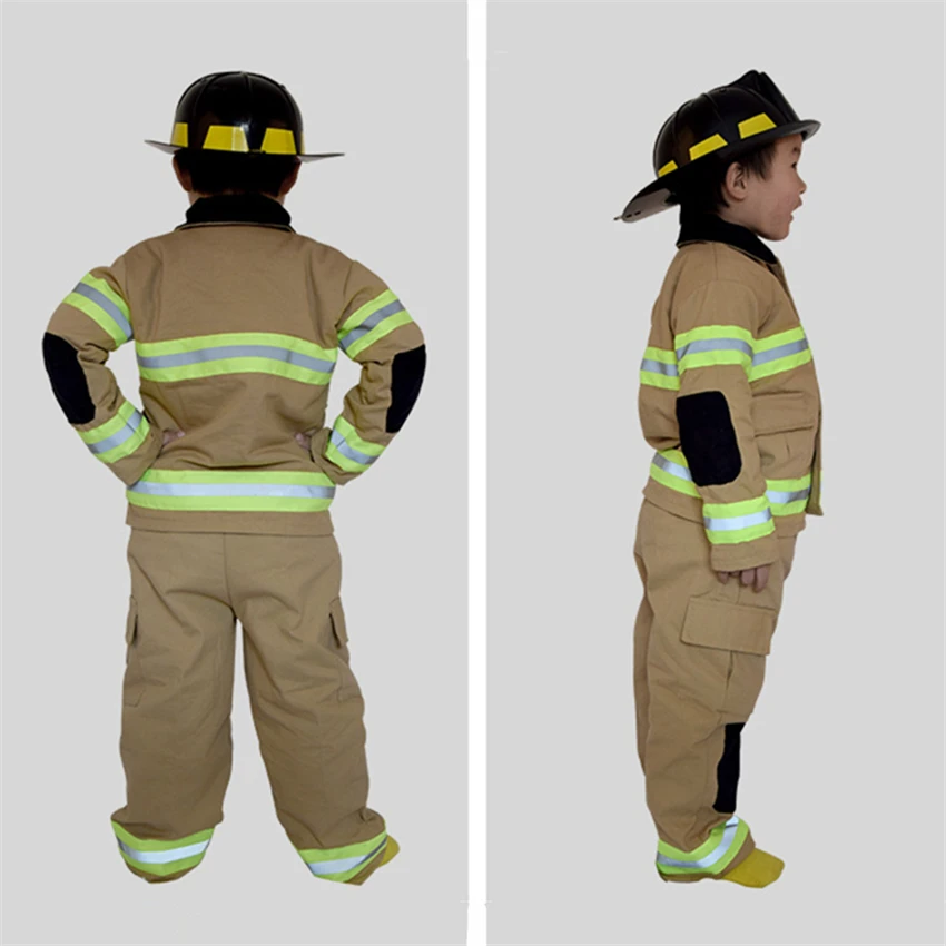 Hoge Kwaliteit Kids Brandweerman Sam Cosplay Kostuums Katoen Linnen Fancy Halloween Feest Brandweerman Uniform Jongens Rollenspel Werkkleding