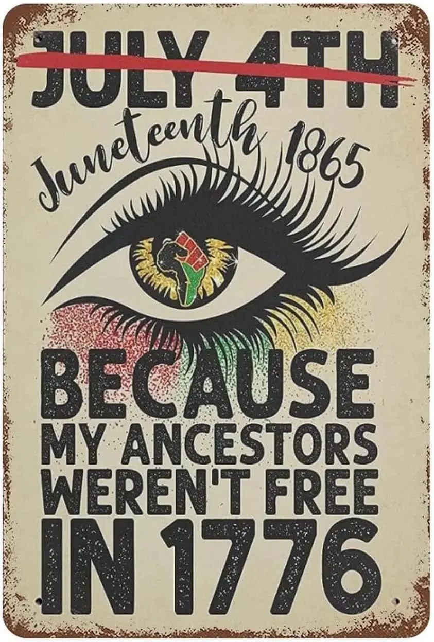 Krouterebs Retro Metal Tin Sign Juneteenth Eye African American Black Lives Matter Juneteenth Black History Month Black Pow sign