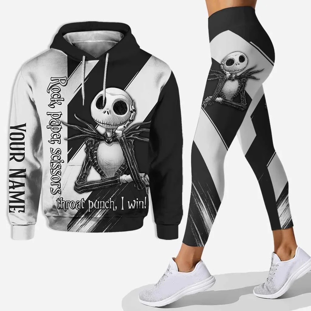 

Новый костюм с толстовкой и леггинсами Disney Jack Skellington, Женский комплект с толстовкой и штанами для йоги, толстовка с капюшоном и леггинсами Disney, модный спортивный костюм