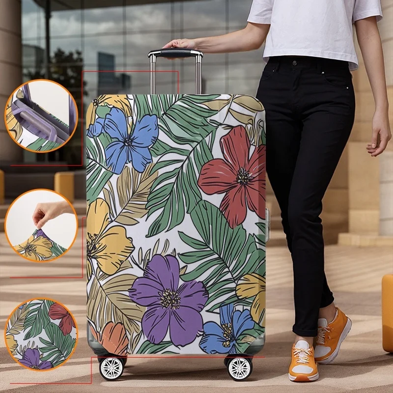 Tropical floral contrasting pattern luggage protection cover, suitable for 18-32 inch luggage covers, luggage handle gloves, tra