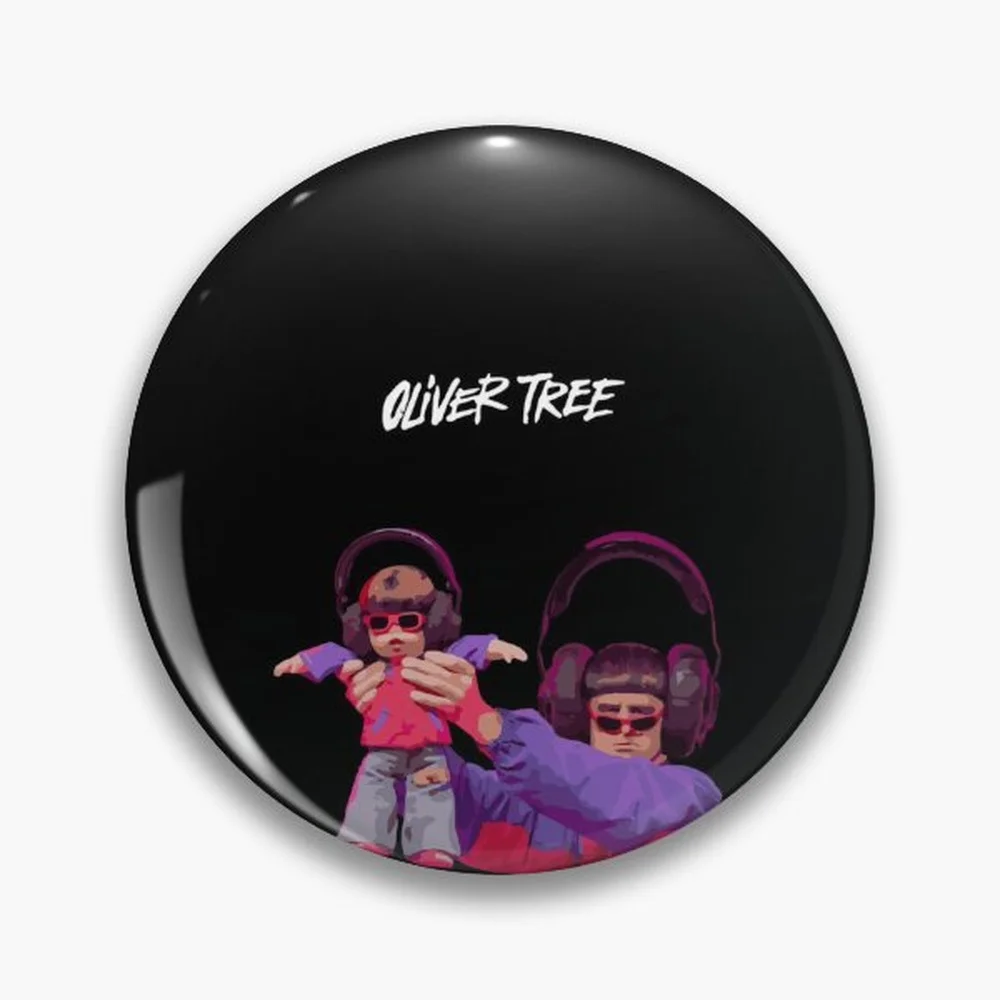Oliver Tree Pin Holographic Star Heart Pin Brooches Laminated Button Fashion Accessory