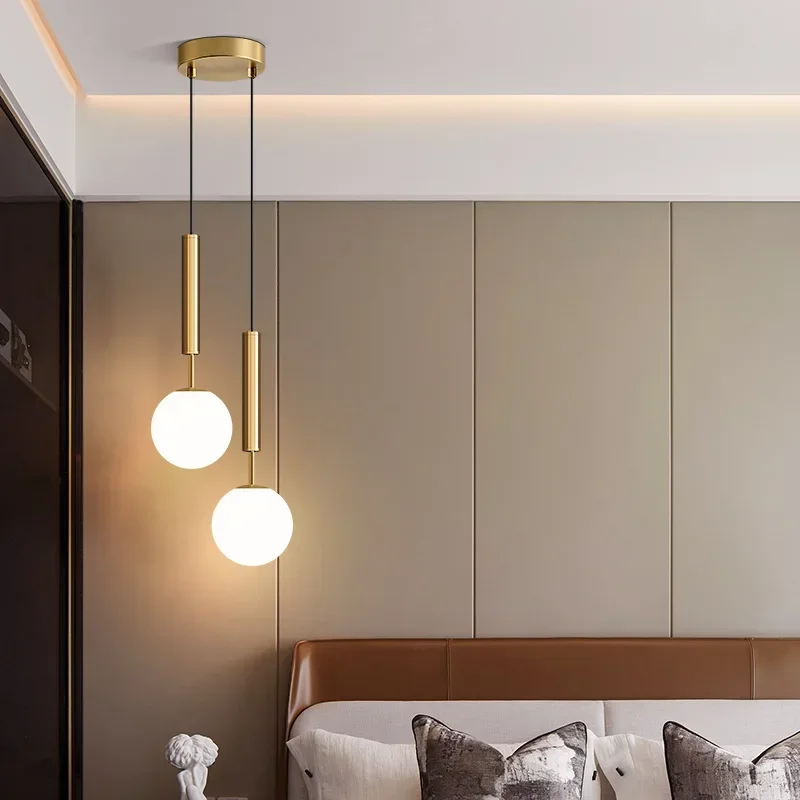 Bedside Hanging Lamp Kitchen island Fixturs Lustre Modern Chandelier Glass Ball LED Pendant Lights Bedroom Decor Dining Room