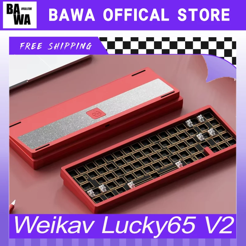 

Weikav Lucky65 V2 Механическая клавиатура Bluetooth Трехрежимная горячая замена Индивидуальный комплект игровой клавиатуры Rgb ПК Аксессуары для геймеров