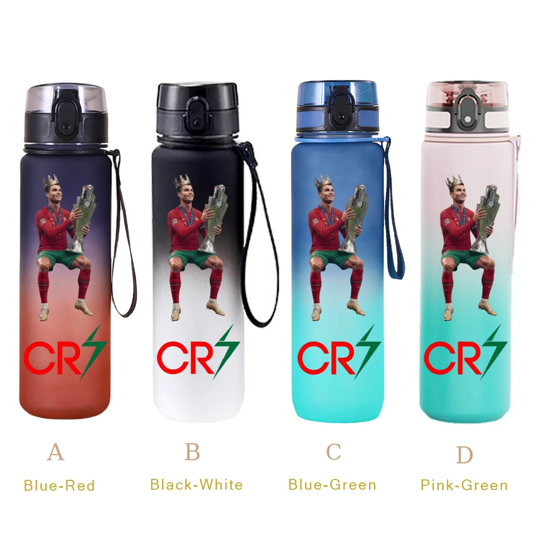 650ml Football Star Water Cup Ronaldo Portable Outdoor Large Capacity Sports Fitness Flip Cover Drinking Bottle Fans Gifts
