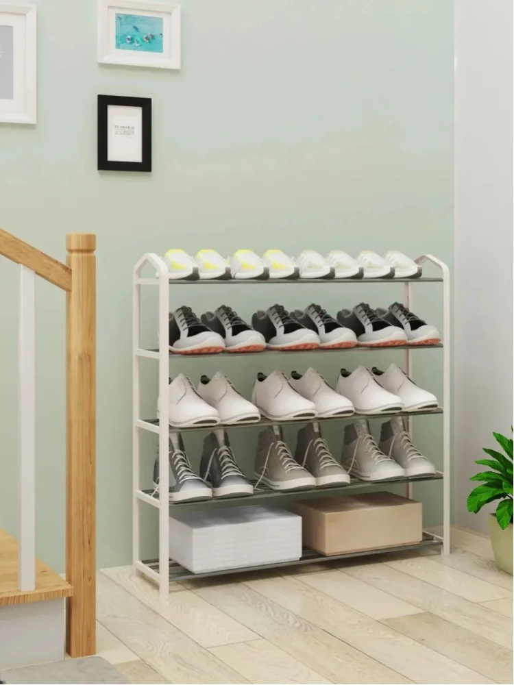 3/4/5-stöckiges Schuhregal, große Kapazität, Schuh-Organizer, cremefarben, aus PP-Kunststoff und Stahlrohr, platzsparend, für den Eingangsbereich/Schrank