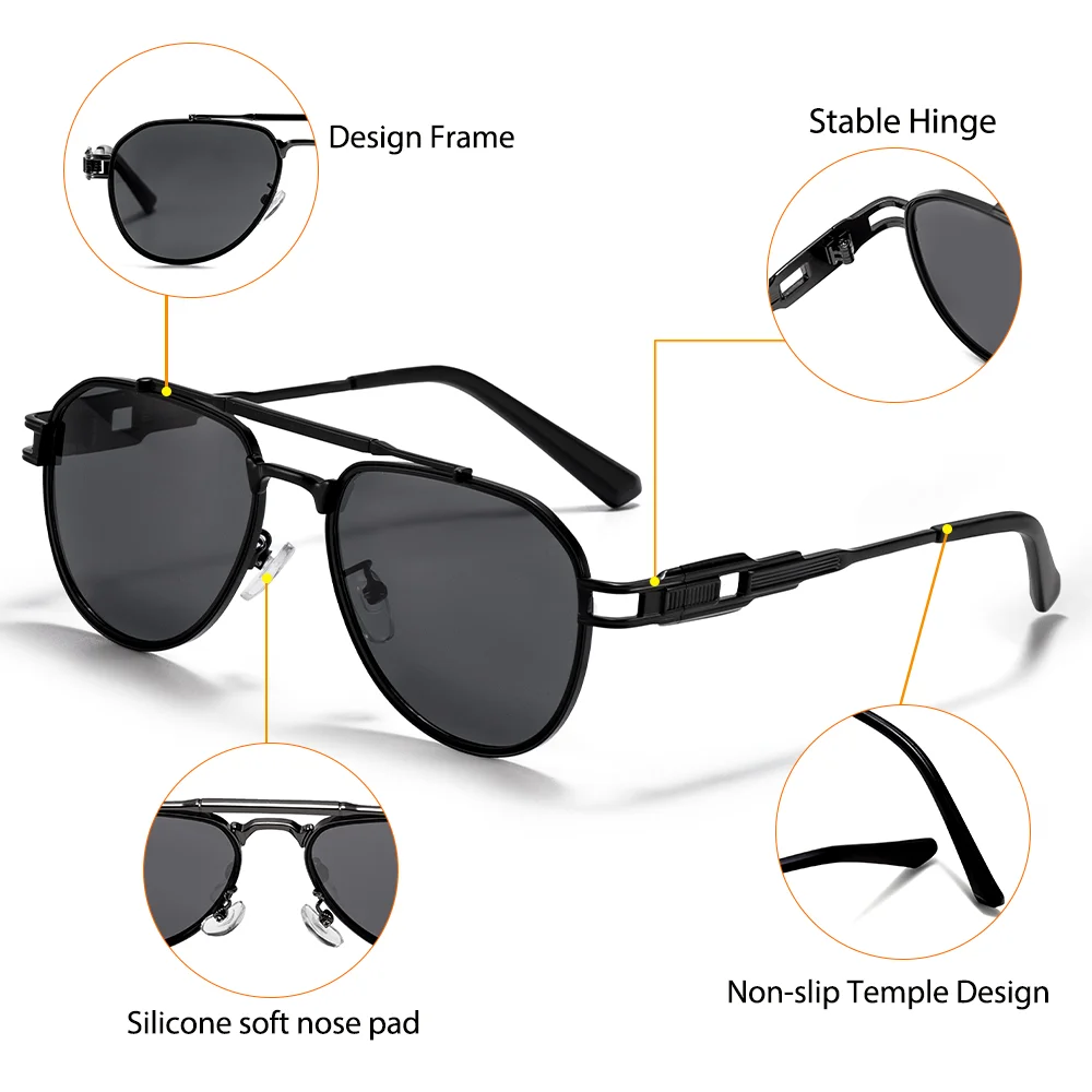 CATERSIDE Damen Optische Sonnenbrille Polarisierte Brillen Herren Private Anpassung Quadratische Linse Retro Suneyeglass UV400 – Detail 3