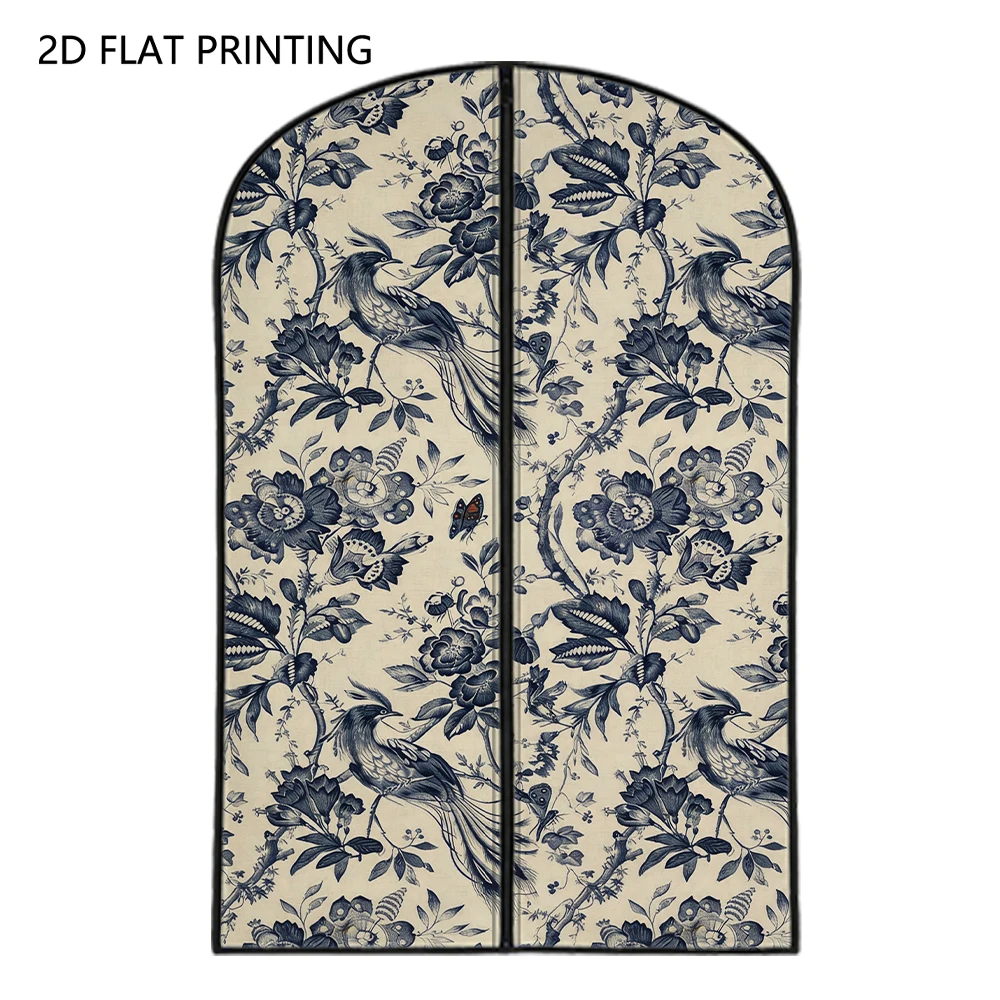 1pc blue phoenix bird Compressed Dust Cover Clothes Compression Hanging Storage Bag Household Wardrobe Organizer