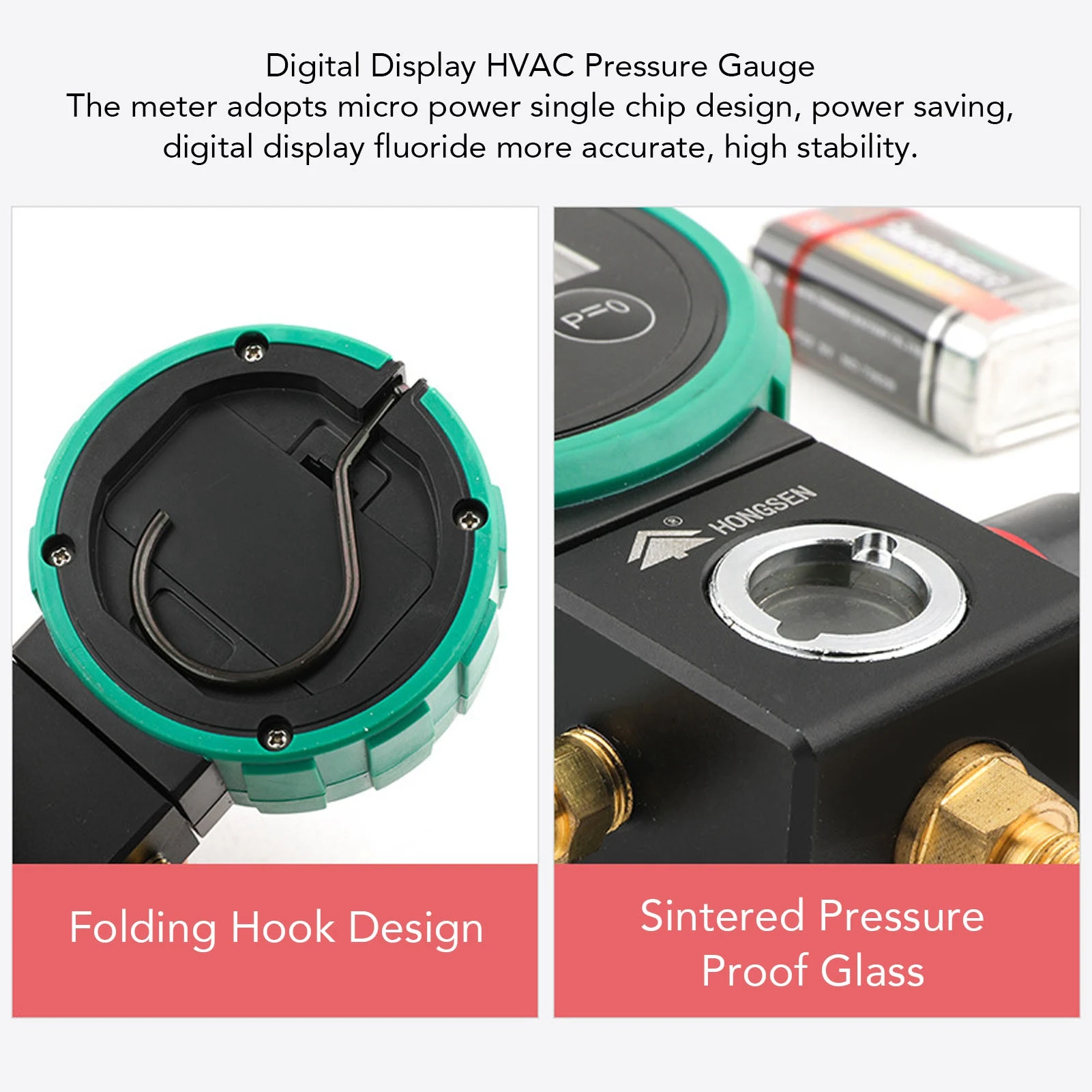 Digital HVAC Gauge High Accuracy Sensor Stable Overpressure Alarm HVAC Vacuum Gauge Tester for Air Conditioning Fluoridation