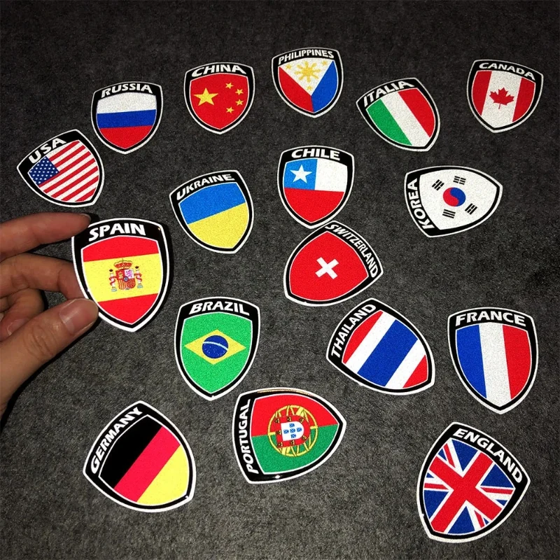3D Reflective National Flag Sticker Motorcycle Parts Car Decal Korea France Russia Spain Brazil Chile ukraine British Italy USA - Image 2