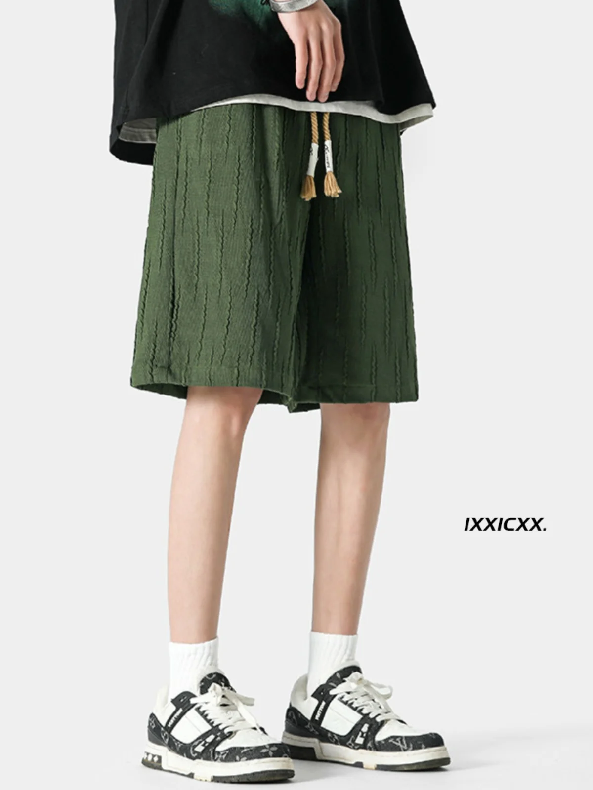 

Мужские спортивные летние тонкие повседневные свободные брюки прямого кроя, модные, драпирующиеся, длиной до колена, дышащие, комфортные