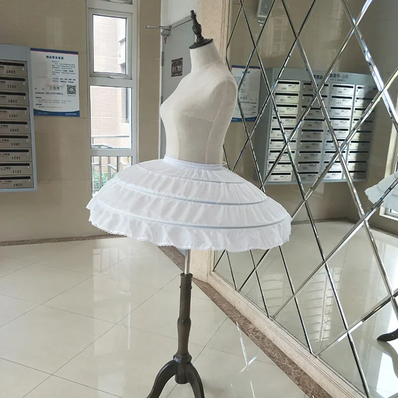 Weiße 3-Reifen-Hochzeits-Petticoats für kurzes Kleid, Ballettrock, Krinoline, elastisch, verstellbare Taille, Unterrock