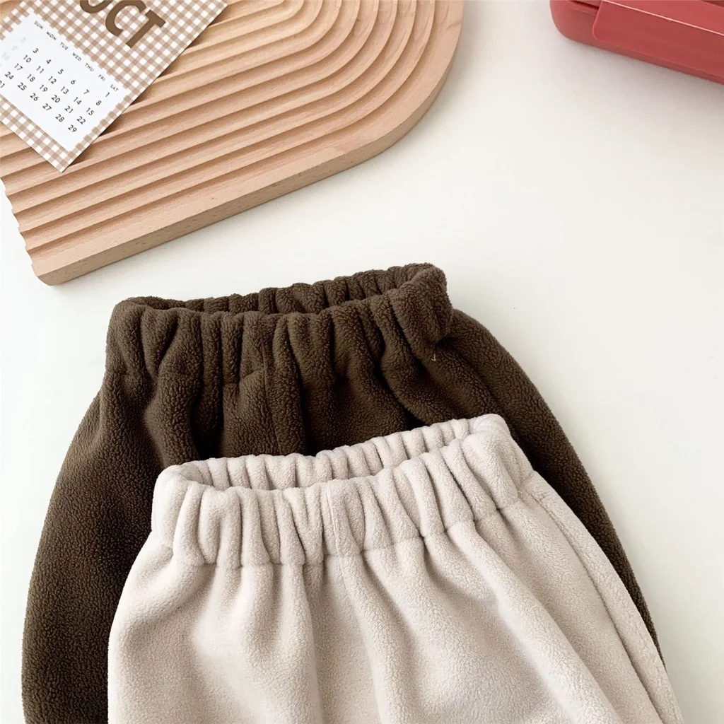 Autumn Winter Baby Clothes Girl Boy Trousers Fleece Warm Loose Pants Bottoms