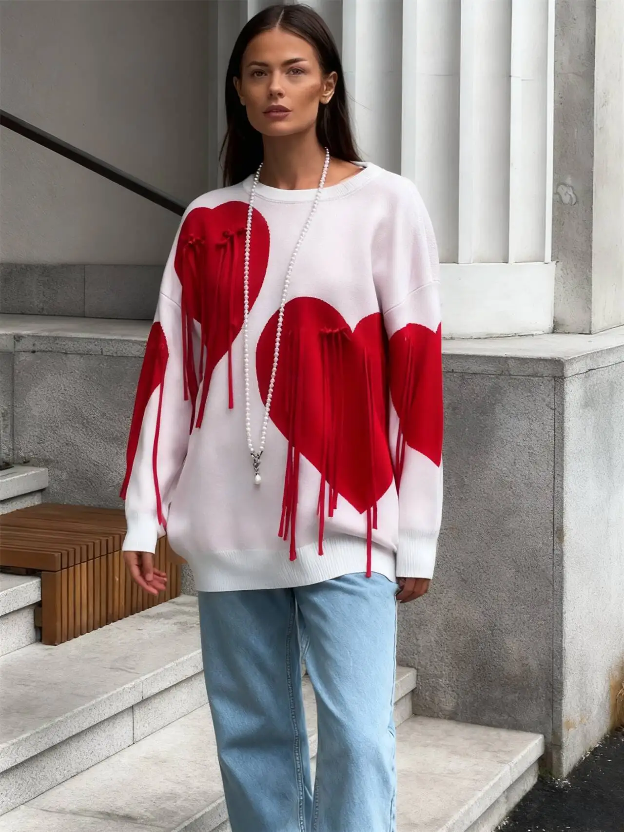 

Sweaters Jumpers Pullovers Women Long Tie Multi-Solid Pattern BF Y2K Business Meeting Geometric Modern Simple Autumn Fur Collar