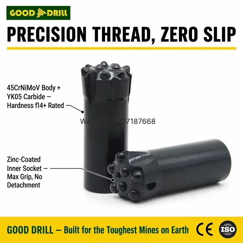 Wmwmnu T38 Thread Button Bit 57mm 76mm Ballistic Carbide Insert for Tunnel Excavation and Rock Bolt Drilling Works