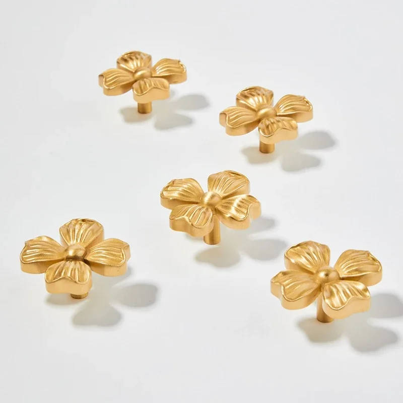 Wardrobe Door Handles Creative Petal Kitchen Cabinet Handles, Golden Flower Drawer Handles, Furniture Cabinet Drawer Handles