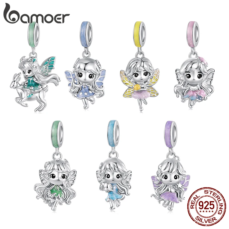 

Bamoer стерлингового серебра 925 пробы, красочный кулон в виде эльфа, все пчелы, сказочные бусины для женщин, подростковые браслеты, аксессуары, сделай сам, прекрасный подарок