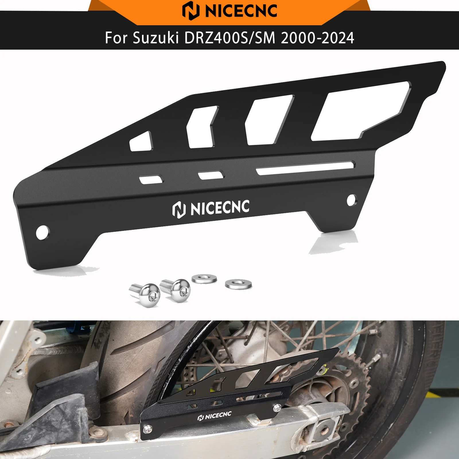 NICECNC Rear Chain Guard For Suzuki DRZ400S 2000-2024 DRZ400SM 2005-2024 GSXR600 1997-2003 SV1000 SV1000S 03-05 TL1000R TL1000S