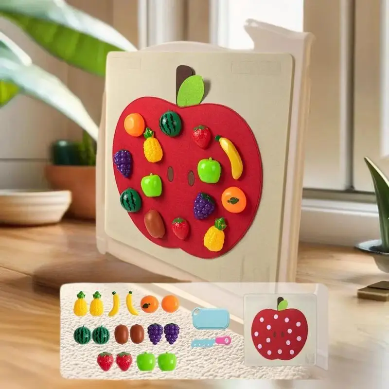 1Set Felt Board Fruit Cutting Wall Sticker Display Board Baby Picking Fun Educational DIY Toy Wall Sticker