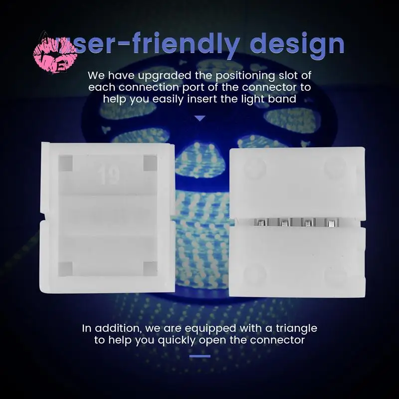 

A11E-LED Light Strip Connectors 4 Pin RGB LED Lights Connectors,Gapless Connectors,L Shape Connectors For SMD 5050 LED Strip