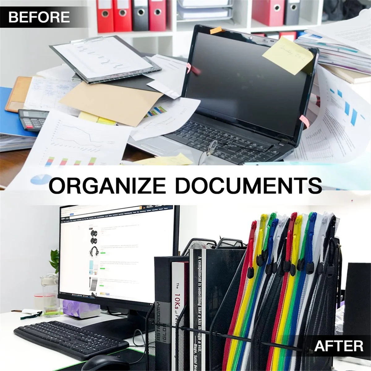 12ชิ้นโฟลเดอร์ซิป A4ถุงตาข่ายกระเป๋าใส่เอกสารซิปพลาสติกขนาดตัวอักษร/ขนาด A4สำหรับเครื่องใช้สำนักงาน