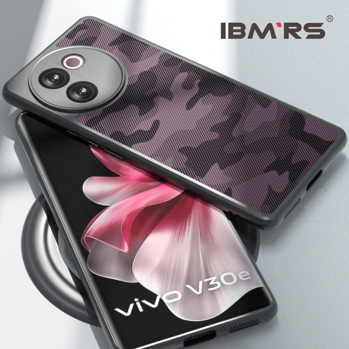 

IBMRS for vivo V30e Camo Case, Military Shockproof Hybrid Protective Cover with Camera Protection
