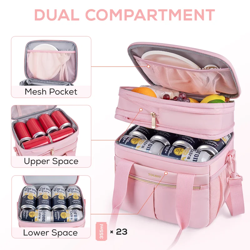 Lunch Bag for Women Men Double Deck Insulated Lunch Box Expandable Leakproof Reusable Lunch Cooler Bag for Work, Office, Picnic