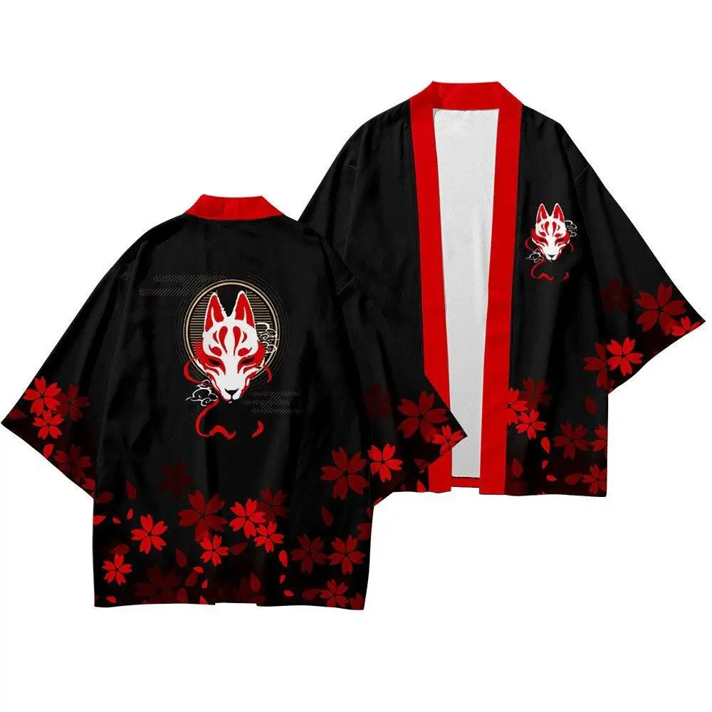 

Men's Japanese 3D Pattern Kimono Cardigan Traditional Japanese Haori Kimono Casual Loose Yukata Jacket Unisex Everyday Clothing