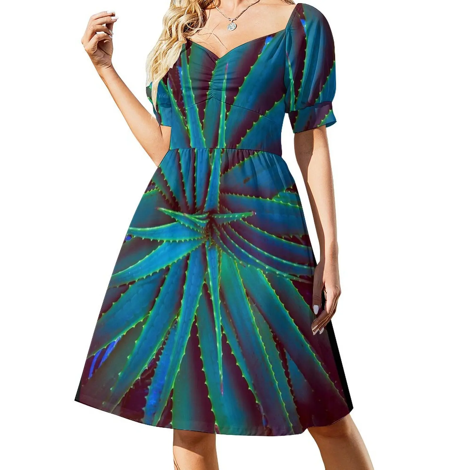 

Electric Agave Short Sleeved Dress Aesthetic clothing women's evening dress 2025 Dress